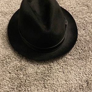 John Varvatos wool hat with leather strap.